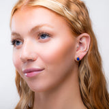 Classic Teardrop Stud Earrings in Silver with 24ct Gold and Lapis Lazuli