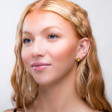 Classic Teardrop Stud Earrings in Silver with 24ct Gold & Peridot