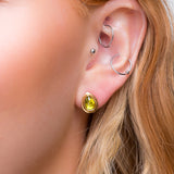 Classic Teardrop Stud Earrings in Silver with 24ct Gold & Peridot