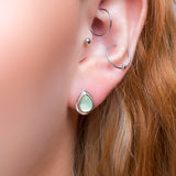 Classic Teardrop Stud Earrings in Silver and Prehnite