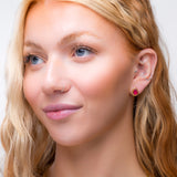 Classic Teardrop Stud Earrings in Silver with 24ct Gold and Ruby