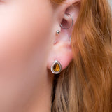 Classic Teardrop Stud Earrings in Silver and Tiger's Eye