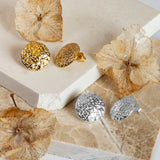 Textured Circle Coin Earrings in Silver with 24ct Gold