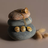 Textured Circle Coin Necklace in Sterling Silver with 24ct Gold