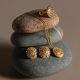 Textured Circle Coin Necklace in Sterling Silver with 24ct Gold