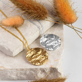 Textured Circle Necklace in Sterling Silver