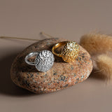 Textured Circle Ring in Sterling Silver