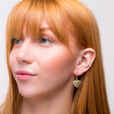 Textured Heart Hoop Earrings Sterling Silver with 24ct Gold