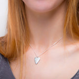Textured Heart Necklace in Silver