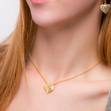 Simple Textured Heart Necklace in Sterling Silver with 24ct Gold