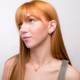 Textured Heart Stud Earrings in Silver with 24ct Gold