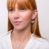 Textured Heart Hoop Earrings Sterling Silver