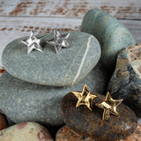 Textured Star Stud Earrings in Sterling Silver