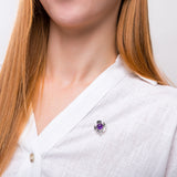 Scottish Thistle Pin Brooch in Silver and Amethyst