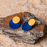 Double Disc Drop Earrings in Titanium & Sterling Silver 24ct Gold