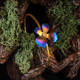 Single Flower Bangle in Silver with 24ct Gold & Rainbow Titanium