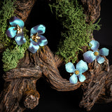 Abstract Daisy Flower Earrings in Blue Titanium & Sterling Silver 24ct Gold (Copy)