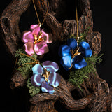 Abstract Flower Necklace in Light Blue Titanium & Sterling Silver with 24ct Gold