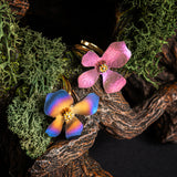 Abstract Daisy Flower Ring in Sterling Silver with 24ct Gold & Purple Titanium