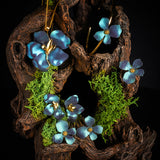 Abstract Flower Necklace in Light Blue Titanium & Sterling Silver with 24ct Gold