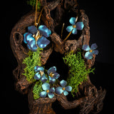Single Flower Bangle in Silver with 24ct Gold & Blue Titanium