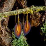 Long Leaf Hook Earrings in Titanium & Sterling Silver 24ct Gold