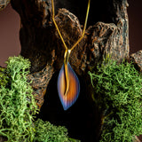 Long Leaf Necklace in Titanium & Sterling Silver with 24ct Gold