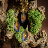 Long Leaf Hook Earrings in Titanium & Sterling Silver 24ct Gold