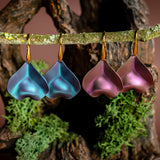 Single Flower Petal Drop Earrings in Titanium & Sterling Silver 24ct Gold