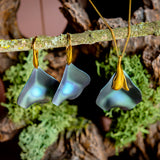 Single Flower Petal Necklace in Blue Titanium & Sterling Silver with 24ct Gold