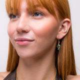 Music Treble Clef Hook Earrings in Silver  with 24ct Gold & Turquoise