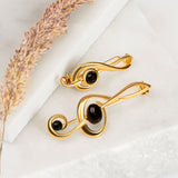 Small Treble Clef Brooch in Silver with 24ct Gold and Black Onyx