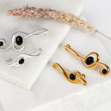 Large Treble Clef Brooch in Silver and Black Onyx