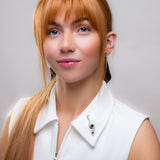 Large Treble Clef Brooch in Silver and Black Onyx