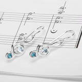 Music Treble Clef Hook Earrings in Silver and Blue Topaz
