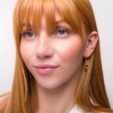 Music Treble Clef Hook Earrings in Silver with 24ct Gold & Black Onyx