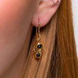 Music Treble Clef Hook Earrings in Silver with 24ct Gold & Black Onyx