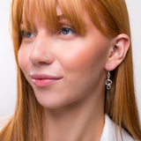 Music Treble Clef Hook Earrings in Silver & Black Onyx