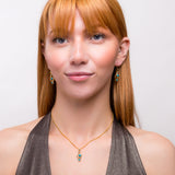 Music Treble Clef Hook Earrings in Silver  with 24ct Gold & Turquoise