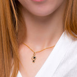 Musical Treble Clef Necklace in Silver with 24ct Gold and Black Onyx