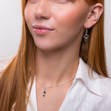 Music Treble Clef Hook Earrings in Silver & Black Onyx