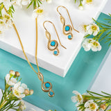 Music Treble Clef Hook Earrings in Silver  with 24ct Gold & Turquoise