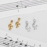 Musical Treble Clef Stud Earrings in Silver