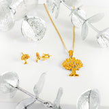 Tree of Life Stud Earrings in Silver with 24ct Gold