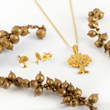 Tree of Life Stud Earrings in Silver with 24ct Gold