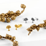 Tree of Life Stud Earrings in Silver with 24ct Gold