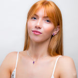 Tulip Flower Stud Earrings Silver and Amethyst