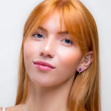 Tulip Flower Stud Earrings Silver and Amethyst