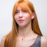 Sunset Tulip Flower Necklace in Silver & Amber