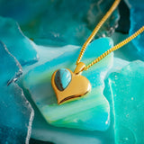 December Birthstone Heart Necklace in Silver with 24ct Gold & Turquoise